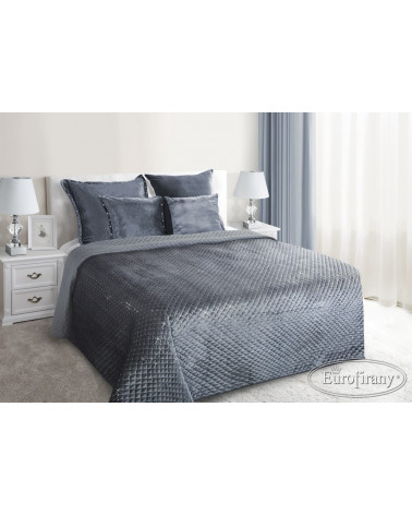 Narzuta na łóżko 170x210 welurowa LORITA Eurofirany Stalowa
