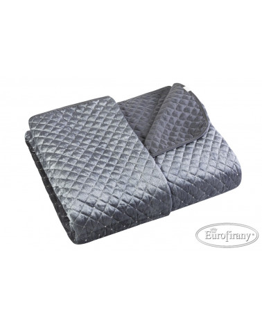 Narzuta na łóżko 170x210 welurowa LORITA Eurofirany Stalowa  