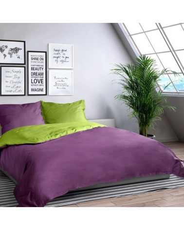 Pościel jednokolorowa bawełna satynowa 220x200 NOVA Eurofirany fiolet+zieleń