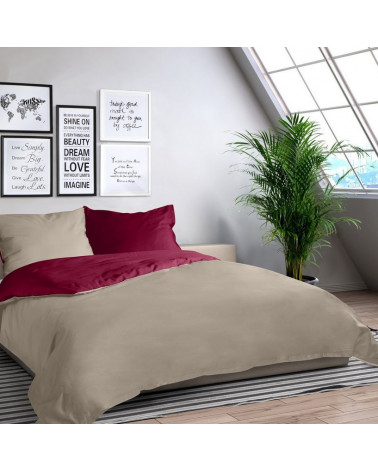 Pościel jednokolorowa bawełna satynowa 220x200 NOVA Eurofirany beż+bordo