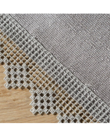 Obrus 85x85 ELIANA/1 Eurofirany gipiura  OBRUS BIEZNIK ELIANA/1 SREBRNY EUROFIRANY KORONKA