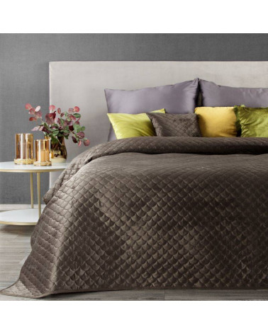 Narzuta na łóżko 220x240 welurowa ARIEL Eurofirany Brązowa