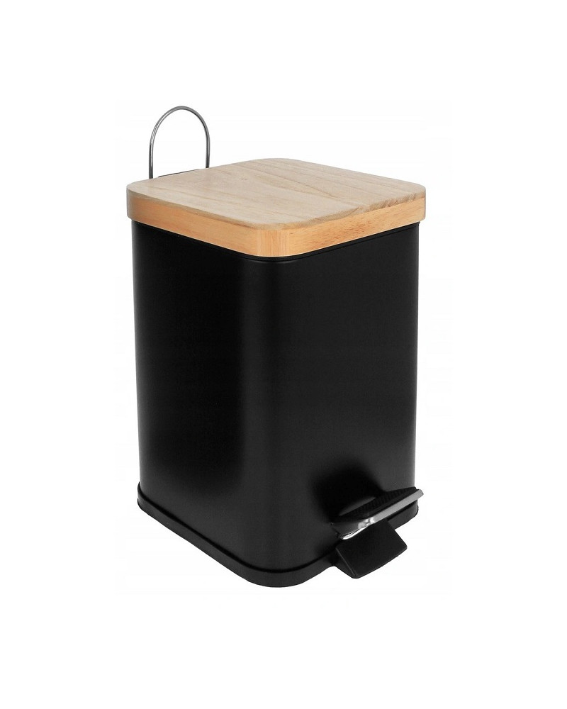Kosz na śmieci czarny pokrywka bambusowa Brunbeste Kosz na śmieci czarny pokrywka bambusowa Brunbeste