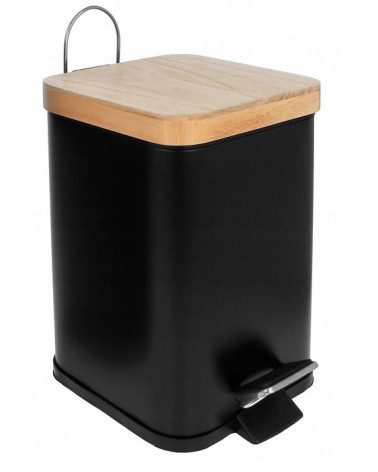 Kosz na śmieci czarny pokrywka bambusowa Brunbeste  Kosz na śmieci czarny pokrywka bambusowa Brunbeste