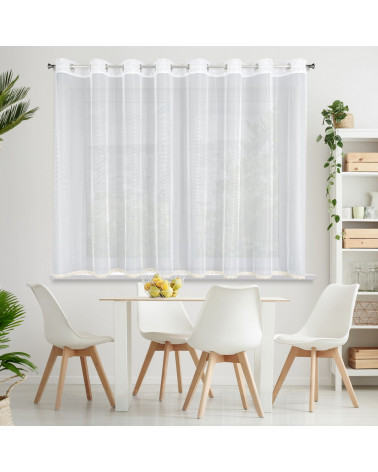 Firana gotowa krótka 300x150 VIVIAN Eurofirany Biały+Złoty  Firana gotowa krótka 300x150 VIVIAN Eurofirany Biały+Złoty