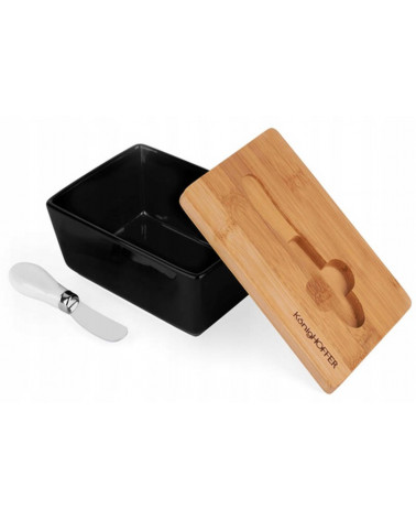 Maselnica porcelanowa z pokrywą i nożykiem 