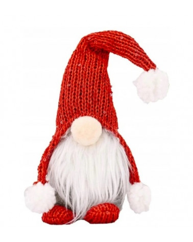 Skrzat krasnal gnom świąteczny 28 cm czerwony  