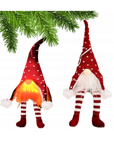 Skrzat krasnal gnom świąteczny świecący 36 cm czerwony  