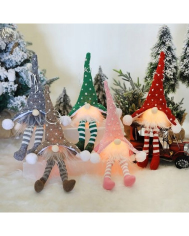 Skrzat krasnal gnom świąteczny świecący 36 cm czerwony 