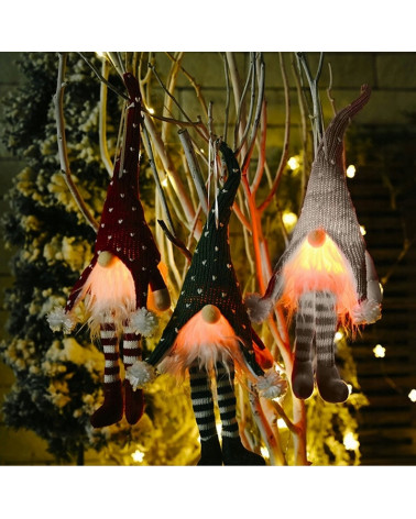 Skrzat krasnal gnom świąteczny świecący 36 cm czerwony  