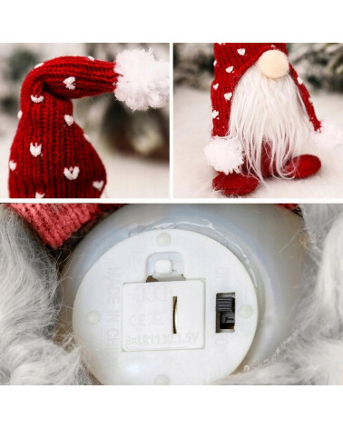 Skrzat krasnal gnom świąteczny świecący 36 cm czerwony 