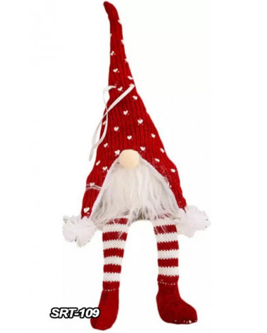 Skrzat krasnal gnom świąteczny świecący 36 cm czerwony  Skrzat krasnal gnom świąteczny świecący 36 cm czerwony