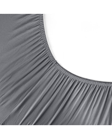 Prześcieradło JERSEY PREMIUM z gumką 160x200 stalowe 