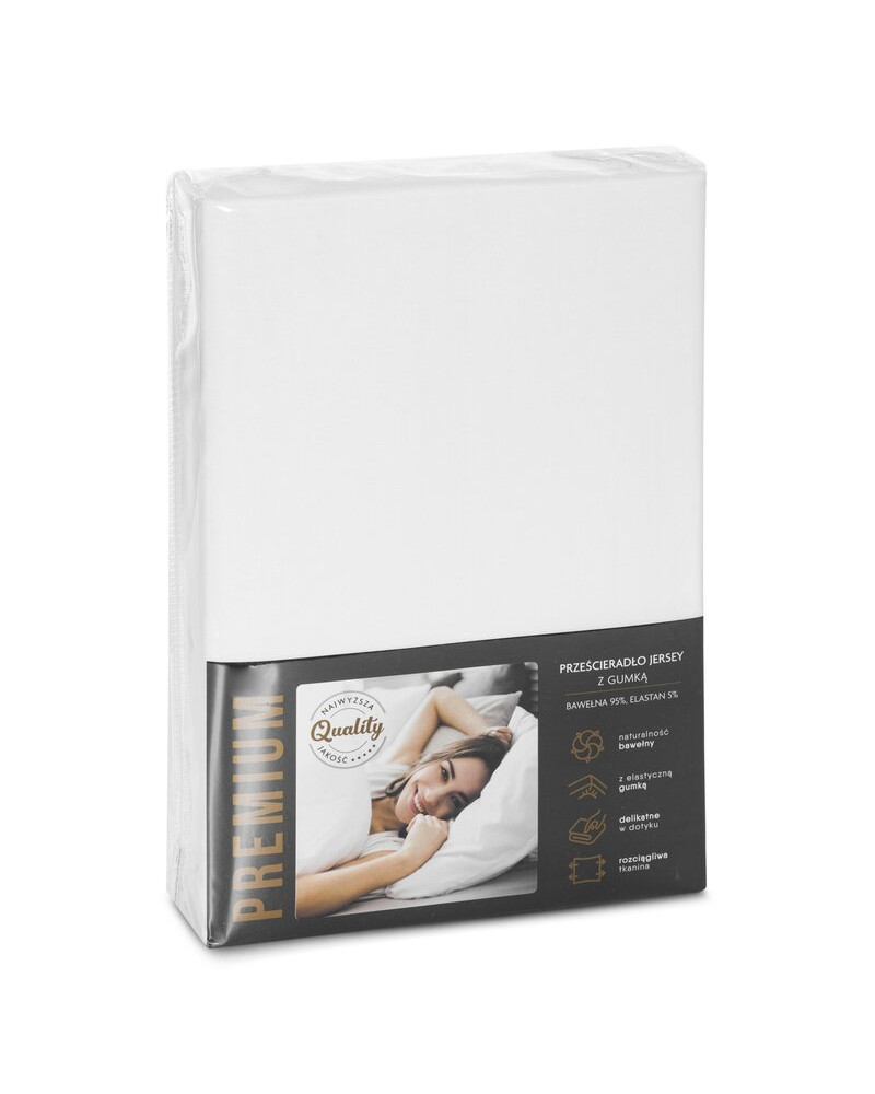 Prześcieradło JERSEY PREMIUM z gumką 120x200 kremowe 